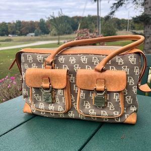 DOONEY & BOURKE Vintage Canvas Monogrammed Logo Bag Double Lock 1990s Y2K
